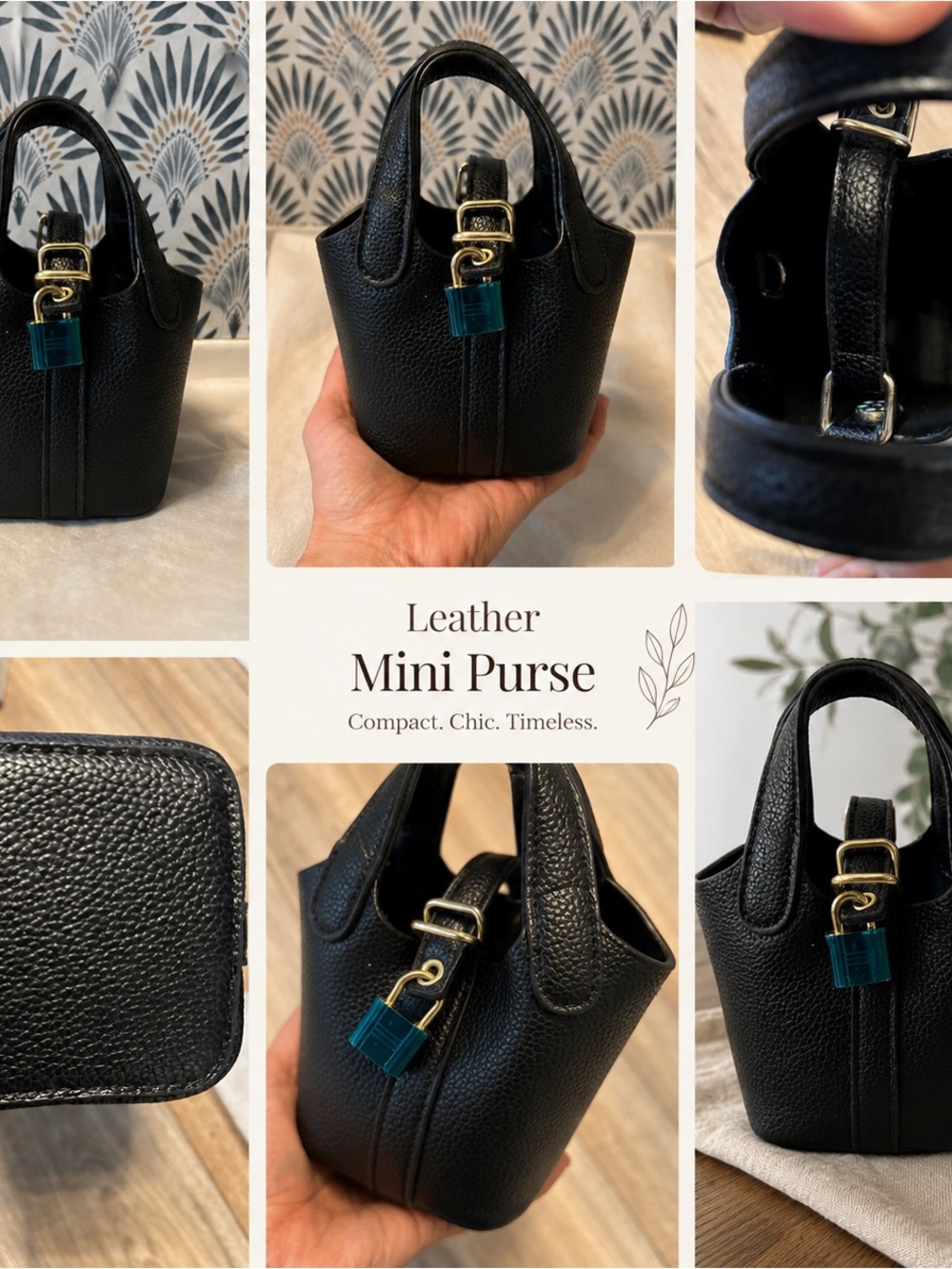 Black Leather Mini Purse - Chic Compact Handbag